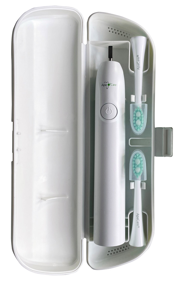 Etui de voyage Sonic pour la brosse à dents  ApaCare Sonic avec 2 porte-brosses de rechange
